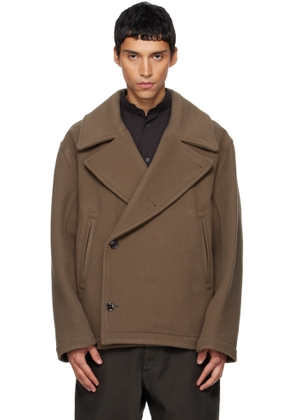 LEMAIRE Brown Boxy Peacoat