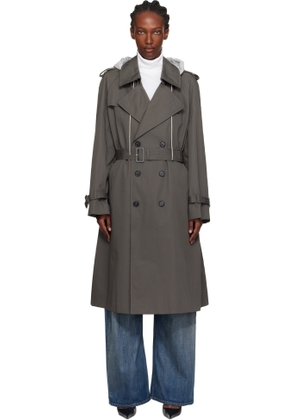 MM6 Maison Margiela Gray Cotton Drill Trench Coat