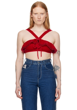 Bode Red Ruffle Bra
