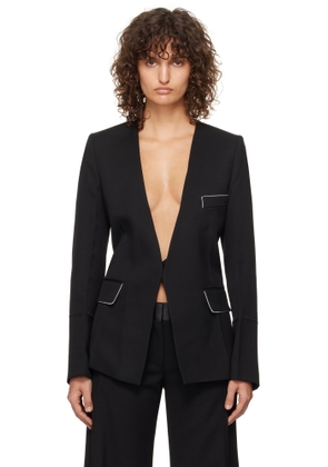 Victoria Beckham Black Shrunken Collarless Blazer