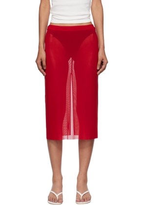 The Frankie Shop Red Suva Sheer Midi Skirt