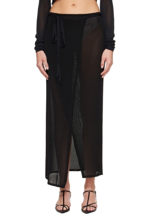 The Frankie Shop Black Alsen Thin Knit Wrap Maxi Skirt