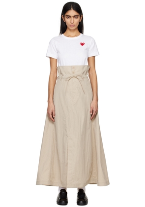 Y-3 Tan Crinkled Maxi Skirt