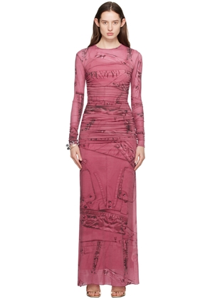Blumarine Pink Crewneck Maxi Dress