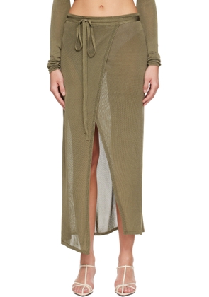 The Frankie Shop Khaki Alsen Thin Knit Wrap Maxi Skirt