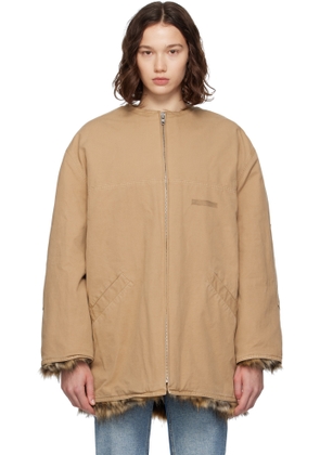 MM6 Maison Margiela Tan Cotton Canvas Sports Jacket