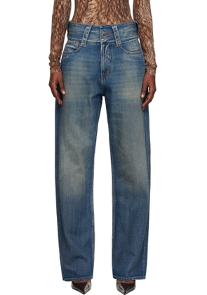 MM6 Maison Margiela Blue Slub 5 Pockets Jeans