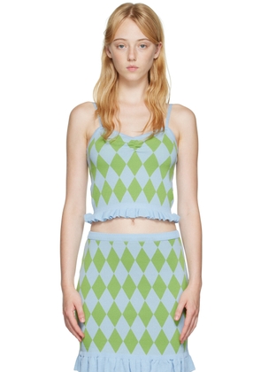 Pushbutton Blue Argyle Tank Top
