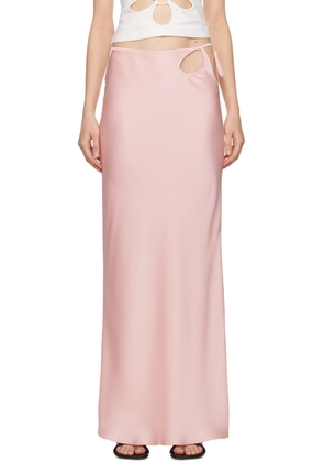 Olēnich Pink Floral Cutout Maxi Skirt