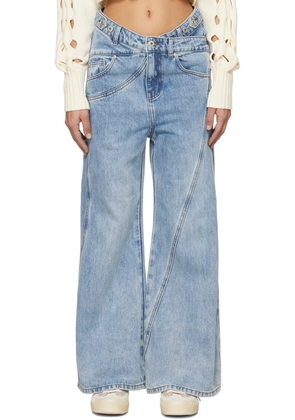 Feng Chen Wang Blue Cross Waistband Jeans