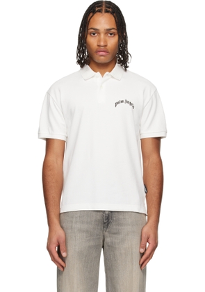 Palm Angels White Curved Logo Polo