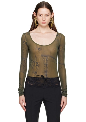 Blumarine Green Printed Bodysuit