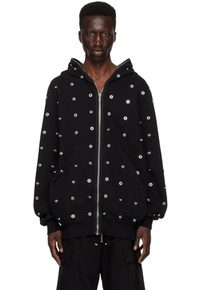 Rick Owens DRKSHDW Black Press-Stud Hoodie