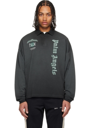 Palm Angels Black Dollar Logo Long Sleeve Polo