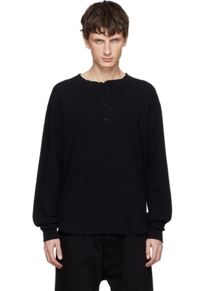 Les Tien Black Baseball Hem Henley