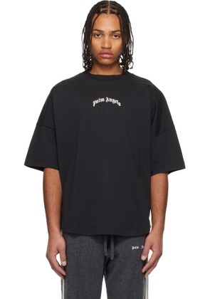 Palm Angels Black Curved Logo Over T-shirt