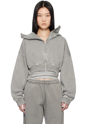 Entire Studios Gray Cropped Full Zip Hoodie
