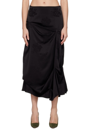 GANNI Black Draped Maxi Skirt