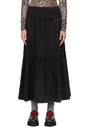 GANNI Black Washed Smock Maxi Skirt