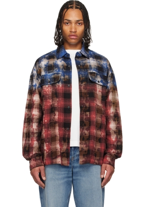 Palm Angels Red & Blue Curved Logo Check Shirt