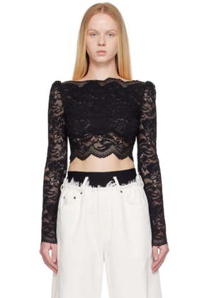 Rabanne Black Crop Top in Lace Top