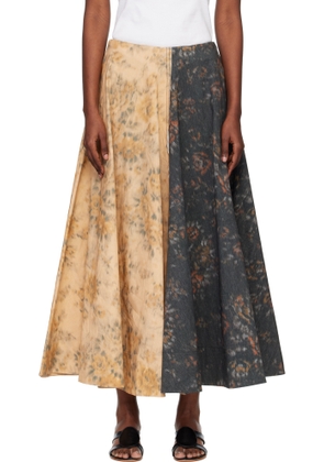 GANNI Beige & Gray Circle Midi Skirt