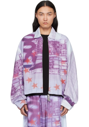 Gerrit Jacob Purple Printed Denim Jacket