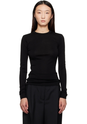 Róhe Black Fine Merino Longsleeve T-shirt