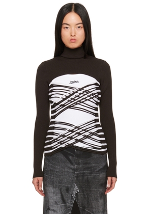 Jean Paul Gaultier Brown & White Striped Turtleneck