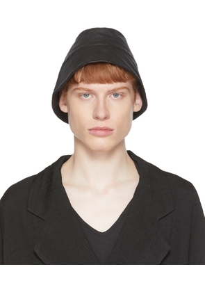 FREI-MUT Black Leather Selim Bucket Hat