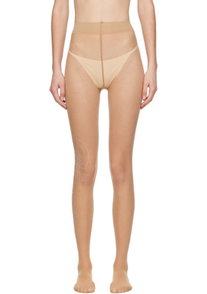 Blumarine Beige Rhinestone Tights