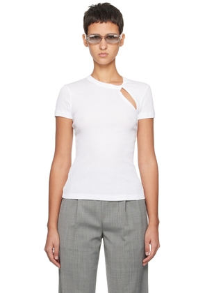 Helmut Lang White Asymmetrical Slash T-Shirt