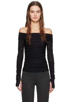 Helmut Lang Black Ruched Long Sleeve T-Shirt