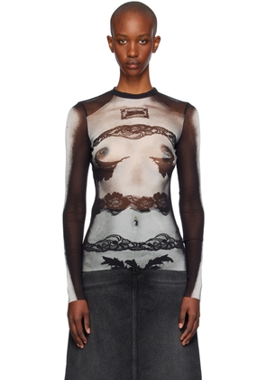 Jean Paul Gaultier Black Printed Long Sleeve T-shirt
