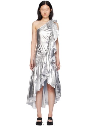 MM6 Maison Margiela Silver Ruffles Midi Dress