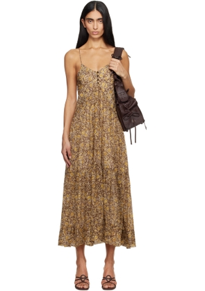 Isabel Marant Etoile Brown & Khaki Sabba Midi Dress