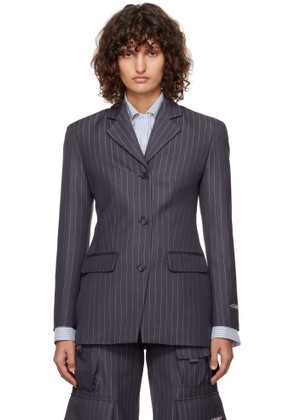 Off-White Gray Pinstripe Fitted Blazer