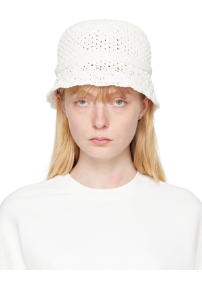 Valentino Garavani White Resort Crochet Bucket Hat