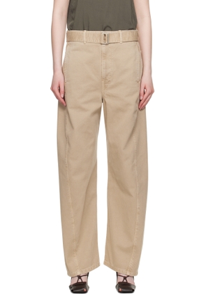 LEMAIRE Beige Twisted Belted Jeans
