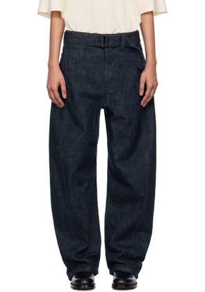 LEMAIRE Blue Twisted Belted Jeans