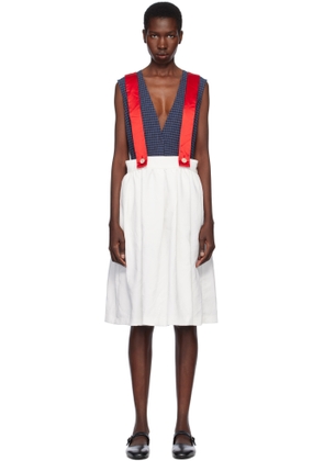 Comme des Garçons Girl White & Red Gabardine & Satin Midi Skirt