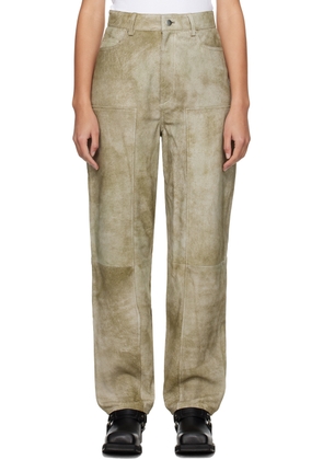 REMAIN Birger Christensen Taupe Relaxed-Fit Leather Pants