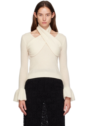 Rokh Off-White Cross Knitted Sweater
