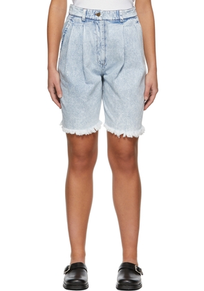 Tanner Fletcher Blue Denim Pleated Rhonda Shorts