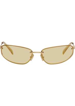 Miu Miu Eyewear Gold Rimless Metal Oval Sunglasses