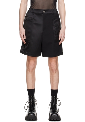 Feng Chen Wang Black Jacquard Shorts