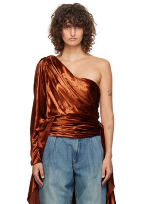 ZIMMERMANN Orange Illustration Asymmetric Blouse