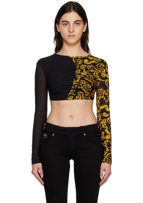 Versace Jeans Couture Black & Yellow Cropped Blouse