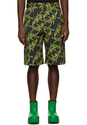 MSGM Black & Green Bermuda Shorts