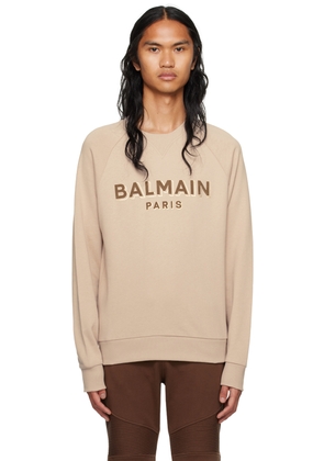 Balmain Beige Flocked Sweatshirt